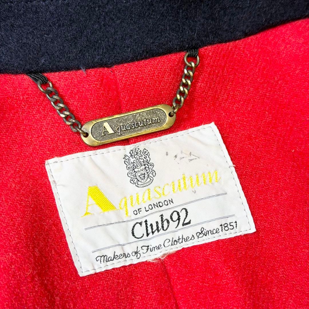 Aquascutum アクアスキュータム　ピーコート　ヴィンテージ　裏地赤　金鎖