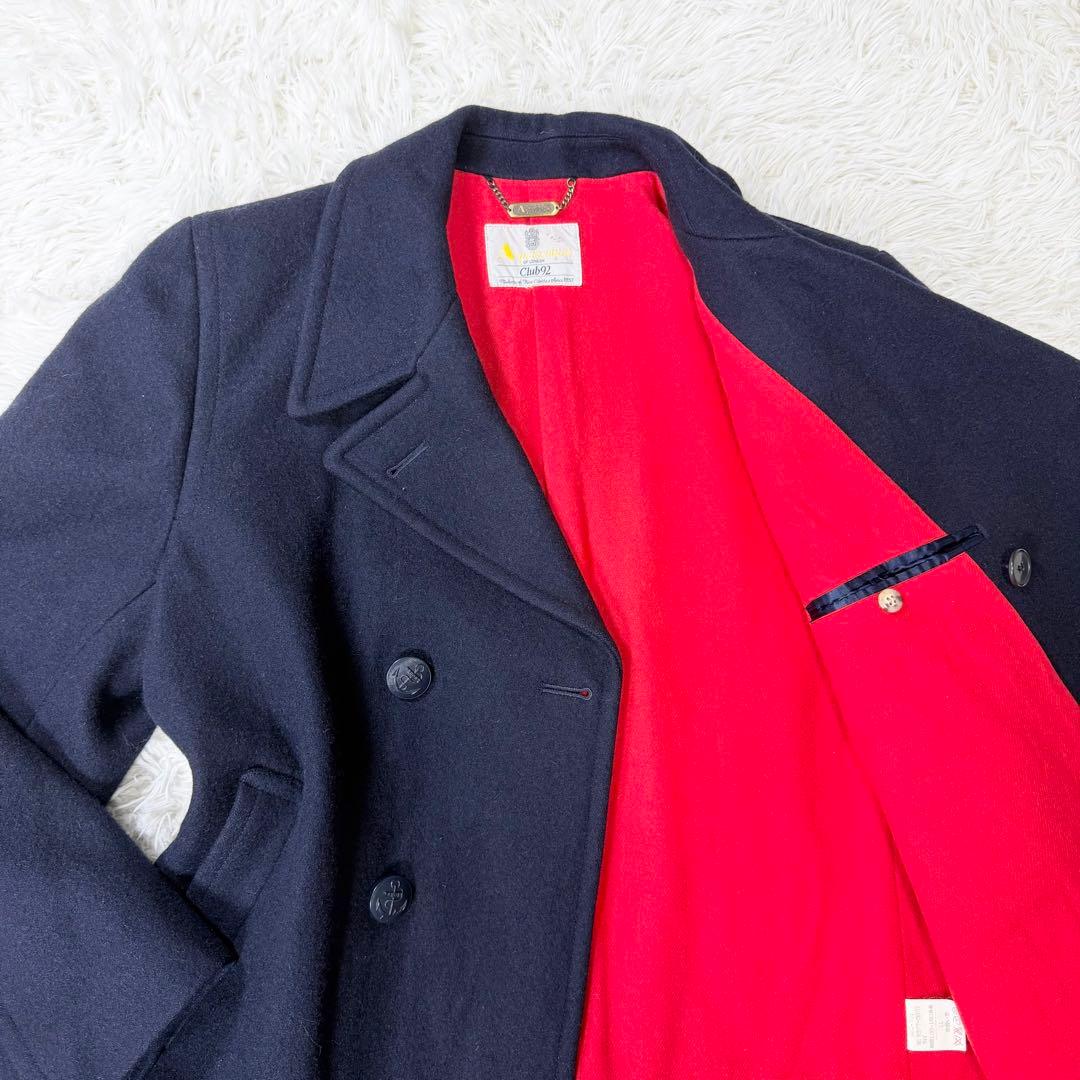 Aquascutum アクアスキュータム　ピーコート　ヴィンテージ　裏地赤　金鎖