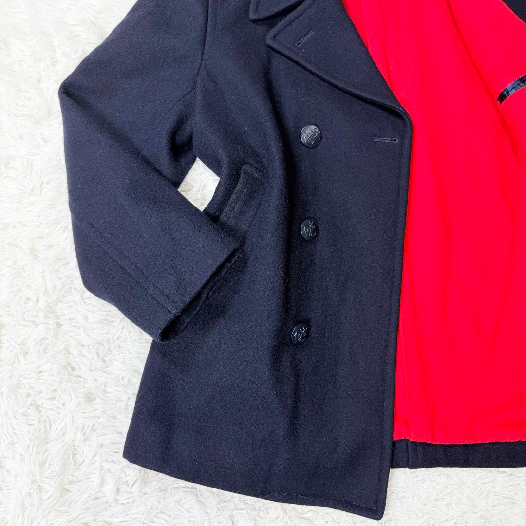 Aquascutum アクアスキュータム　ピーコート　ヴィンテージ　裏地赤　金鎖