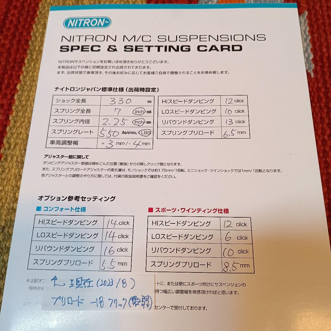 「SmileMoto」ナイトロンリアサスペンション &フェンダーレスキット