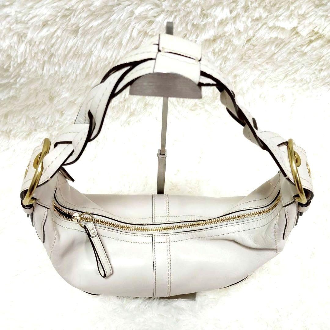 美品✨ COACH ホーボー ワンショルダーバッグ レザー ホワイト