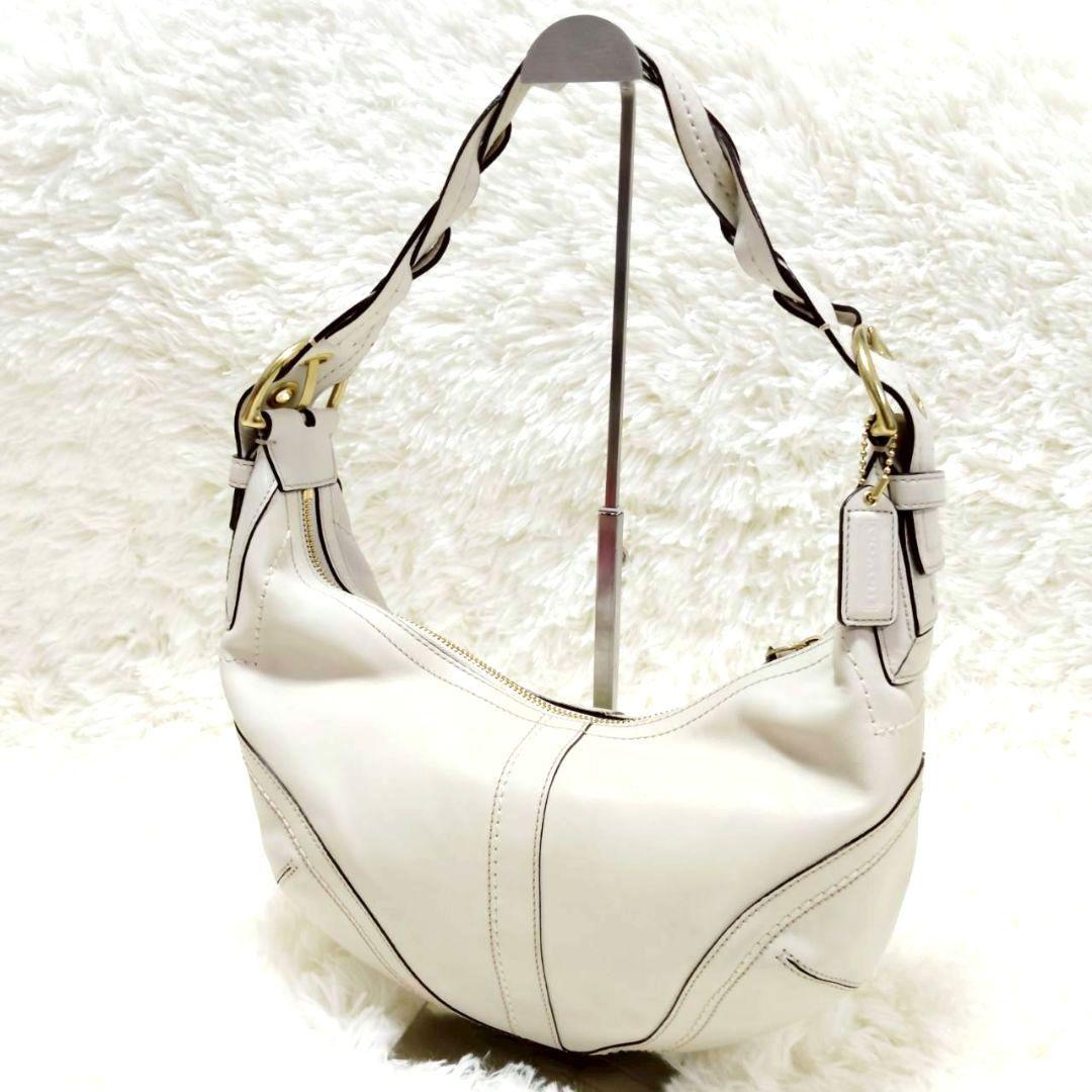 美品✨ COACH ホーボー ワンショルダーバッグ レザー ホワイト