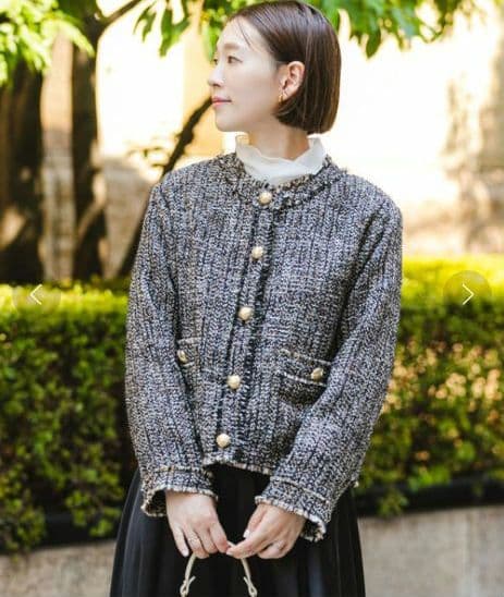 【美品】 F by ROSSO　ミックスツイードノーカラージャケット 人気