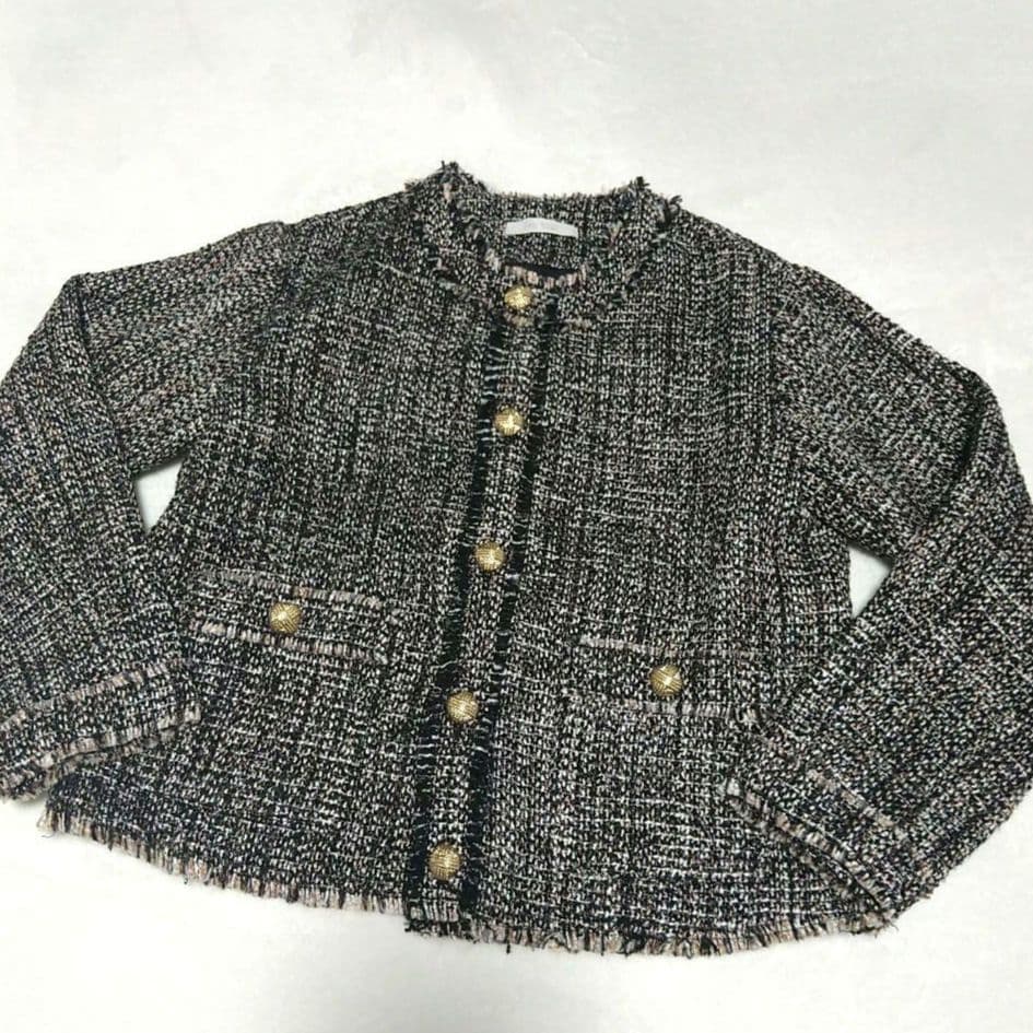 【美品】 F by ROSSO　ミックスツイードノーカラージャケット 人気