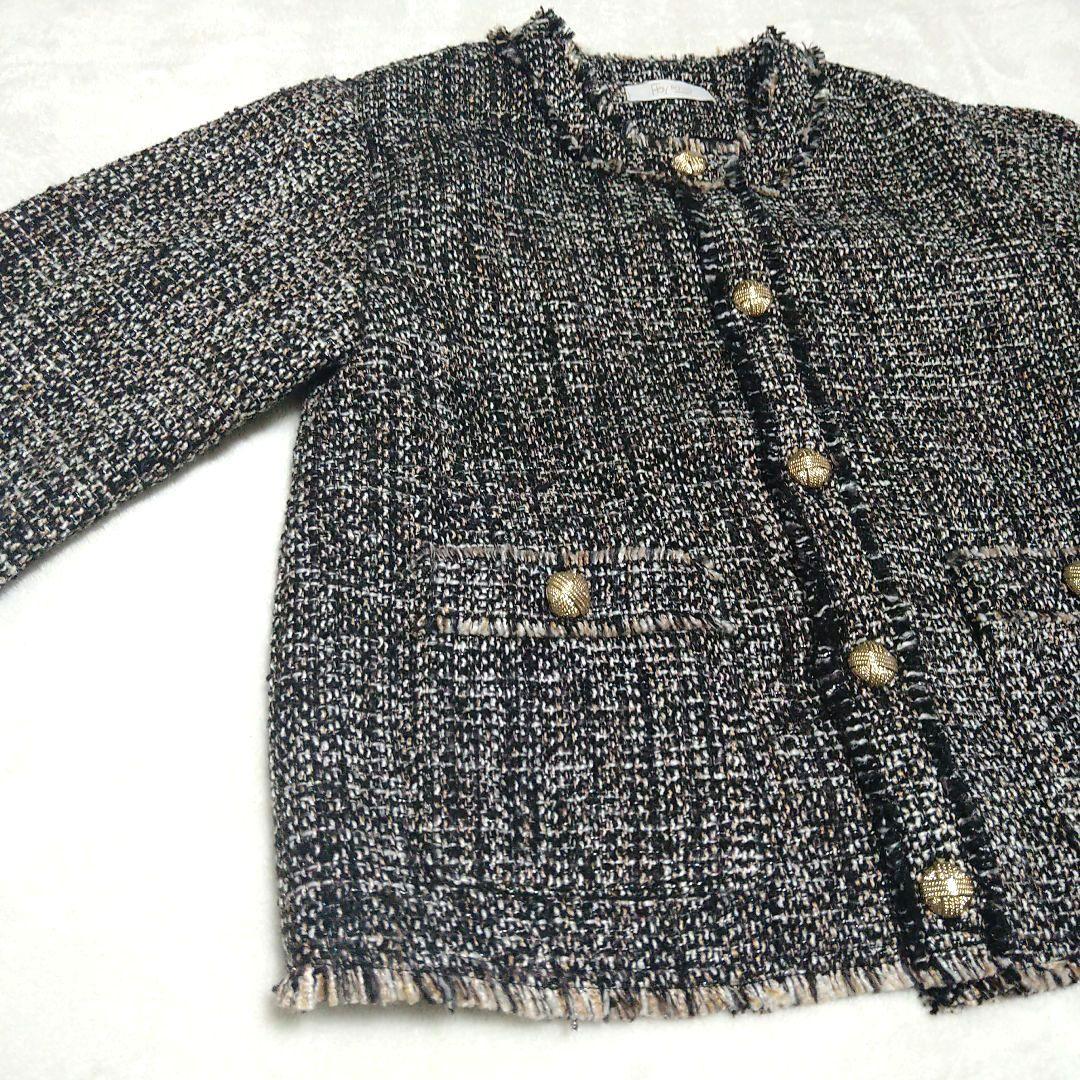 【美品】 F by ROSSO　ミックスツイードノーカラージャケット 人気