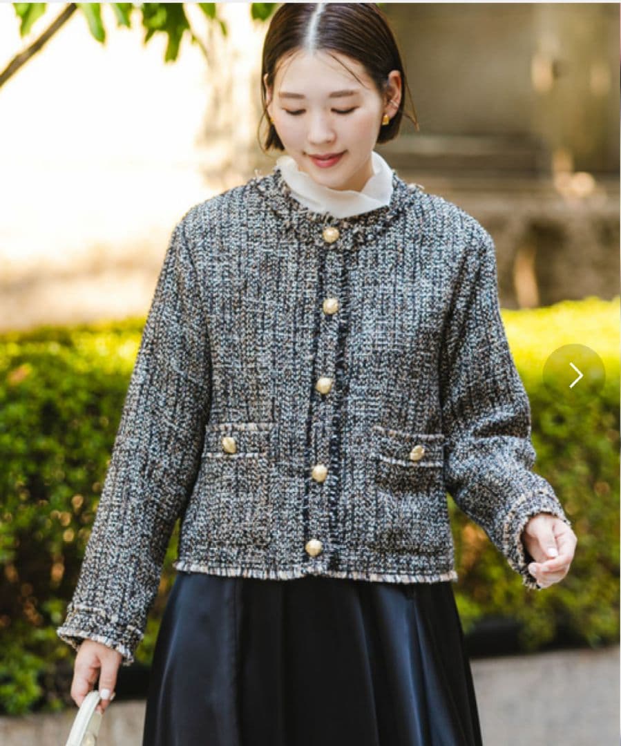 【美品】 F by ROSSO　ミックスツイードノーカラージャケット 人気