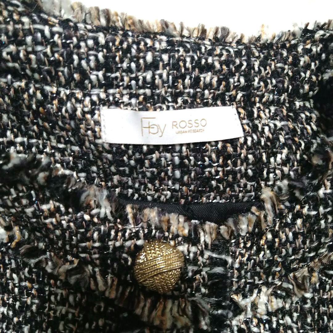 【美品】 F by ROSSO　ミックスツイードノーカラージャケット 人気