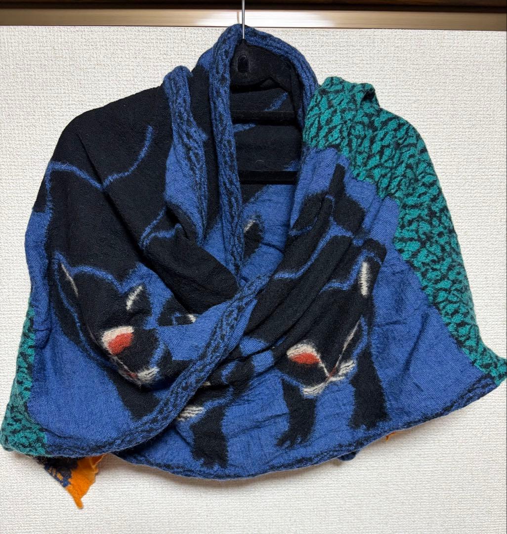 Kapital 黒猫デザイン マフラー　ストール　キャピタル