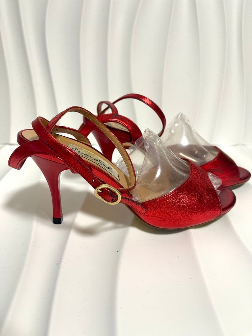 アルゼンチンタンゴシューズコムイルフォー 36レッドメタリックヒール8.5cm