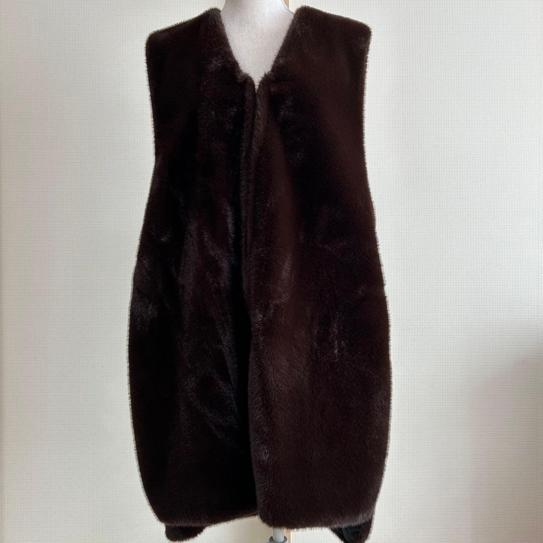 【美品】mizuiro ind ファーボアベスト リバーシブル