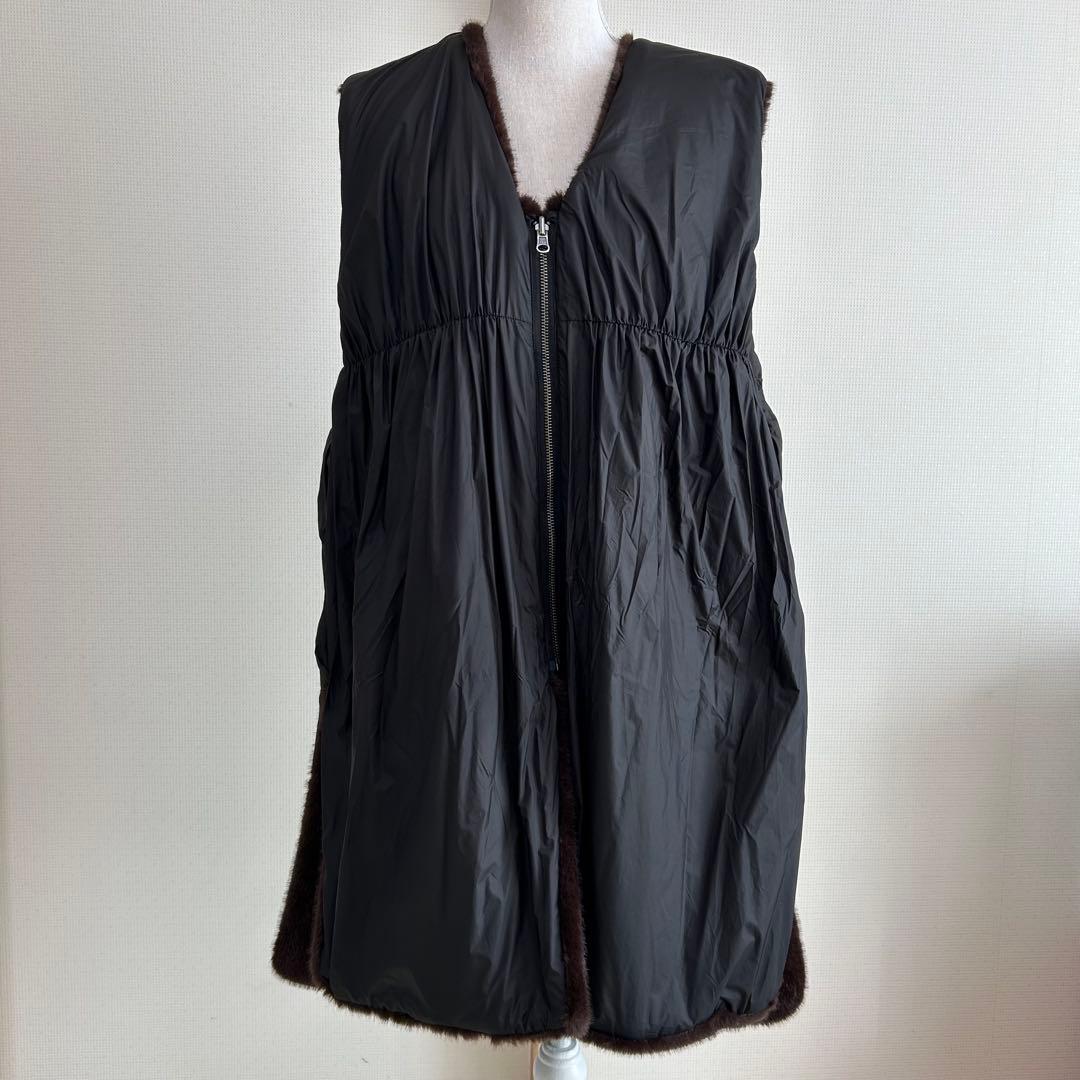 【美品】mizuiro ind ファーボアベスト リバーシブル