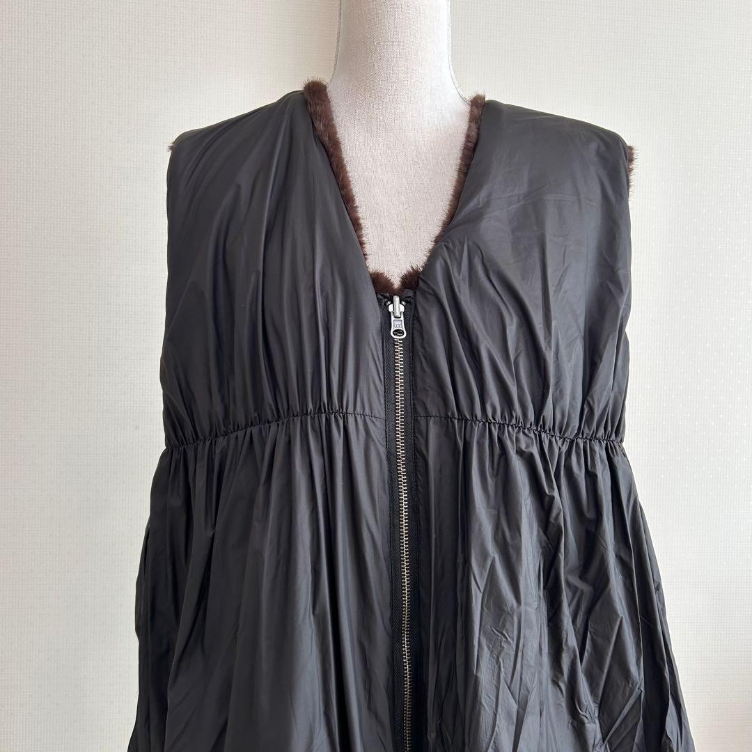 【美品】mizuiro ind ファーボアベスト リバーシブル