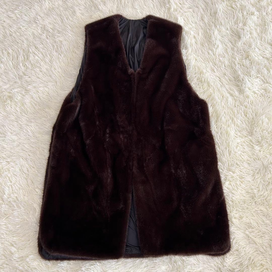 【美品】mizuiro ind ファーボアベスト リバーシブル