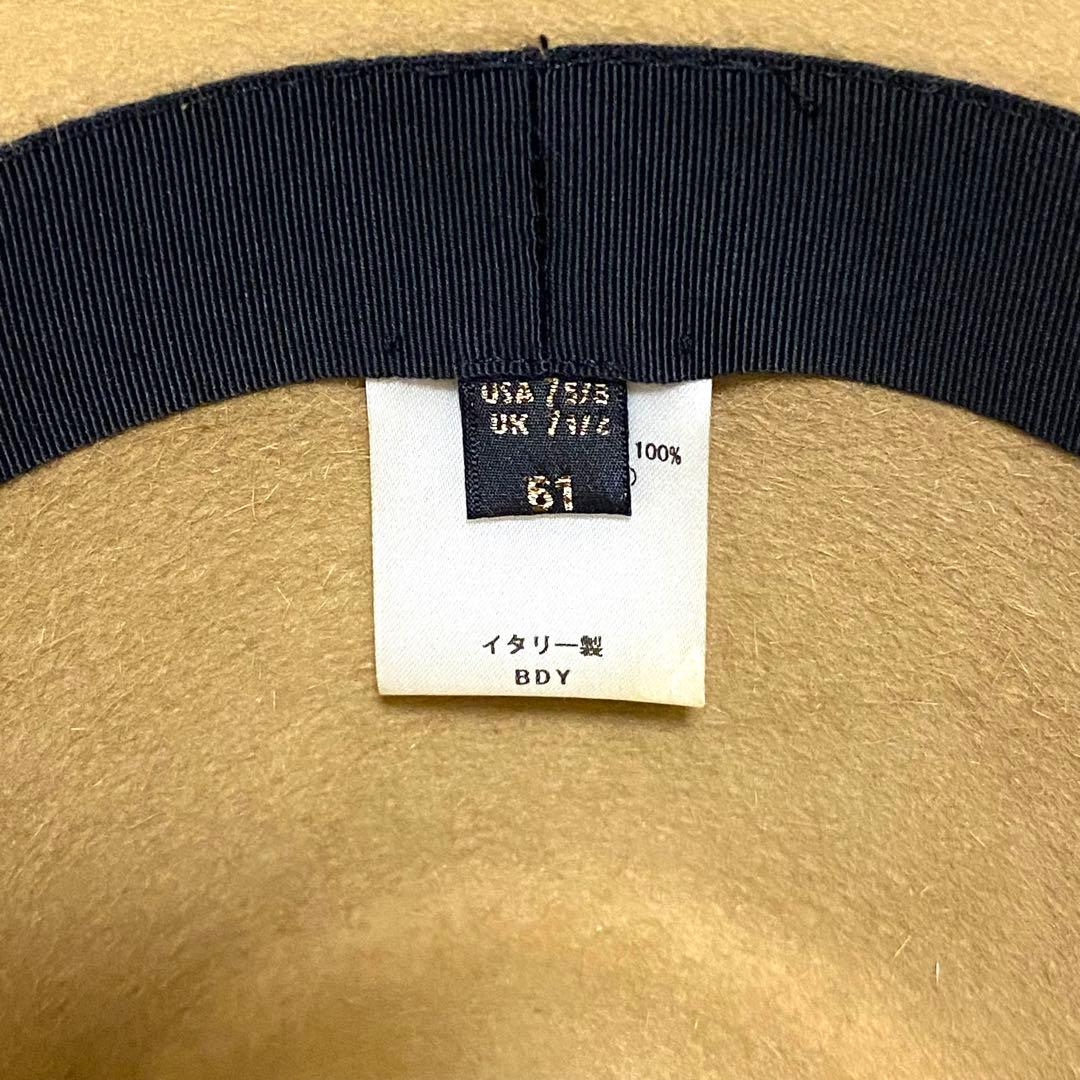 [美品]Borsalinoボルサリーノ中折れハットラビットフェルトベージュ61