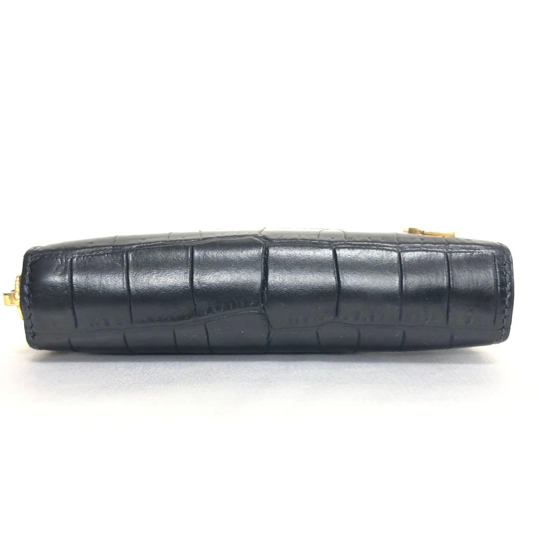 極美品　サンローランパリ　ケース　YSLロゴ　クロコ型押し　レザー　黒