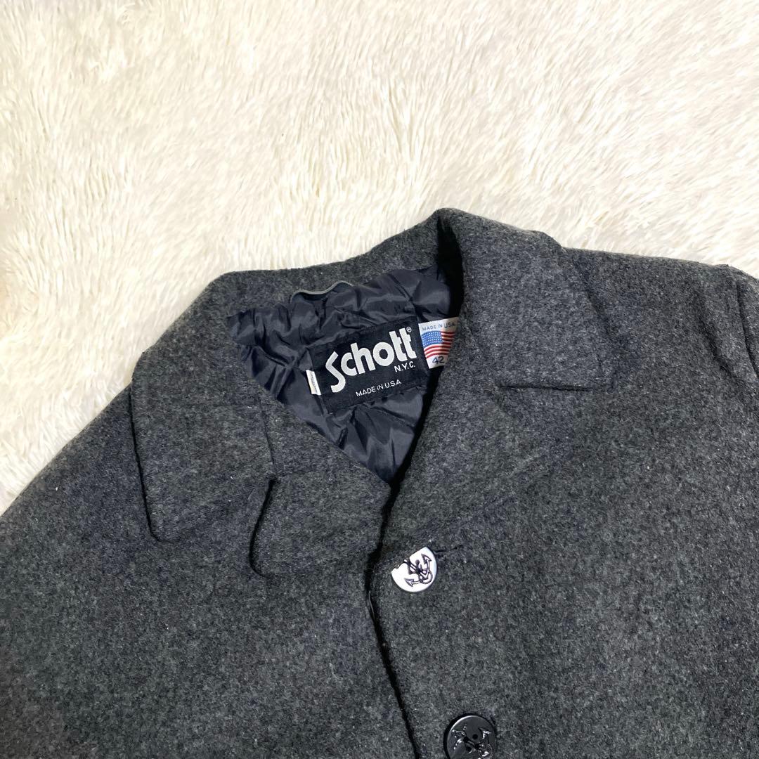 【極美品】ショット シングル ピーコート キルティング グレー 42 XL