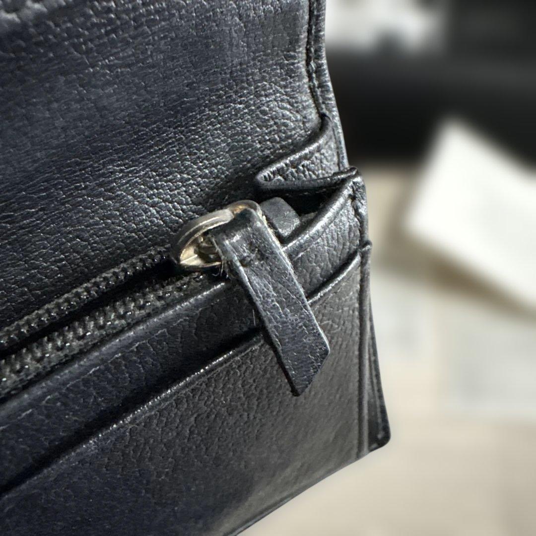 【CHANEL】カメリア 二つ折り長財布 レザー ブラック（シャネル）