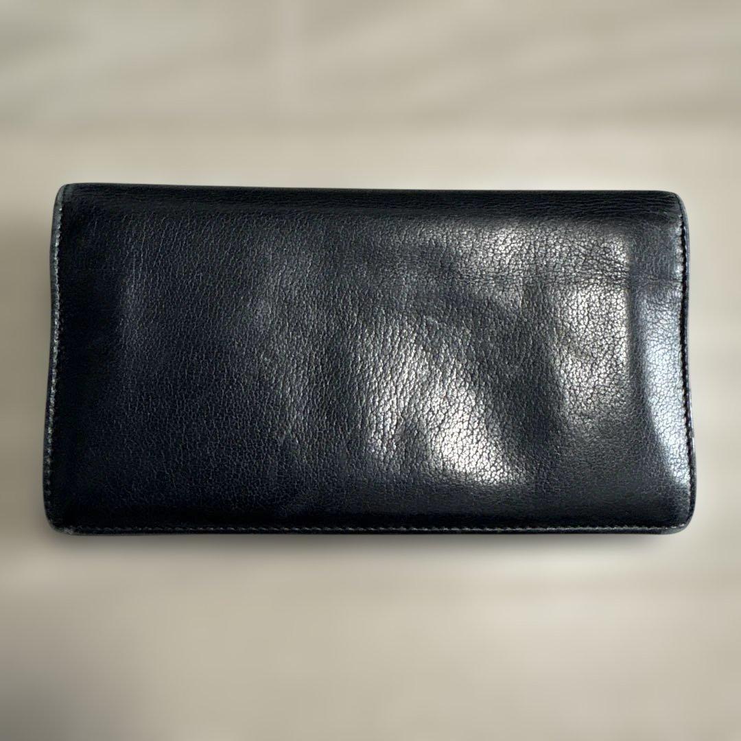 【CHANEL】カメリア 二つ折り長財布 レザー ブラック（シャネル）