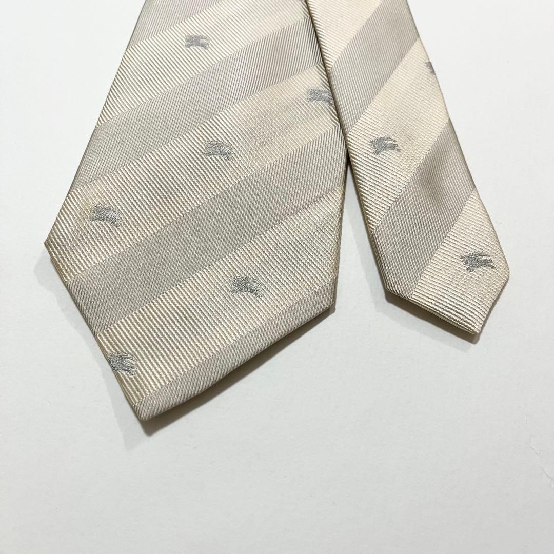 激レア★【美品】バーバリー ネクタイ ホースロゴ×ストライプ柄 シルク100%