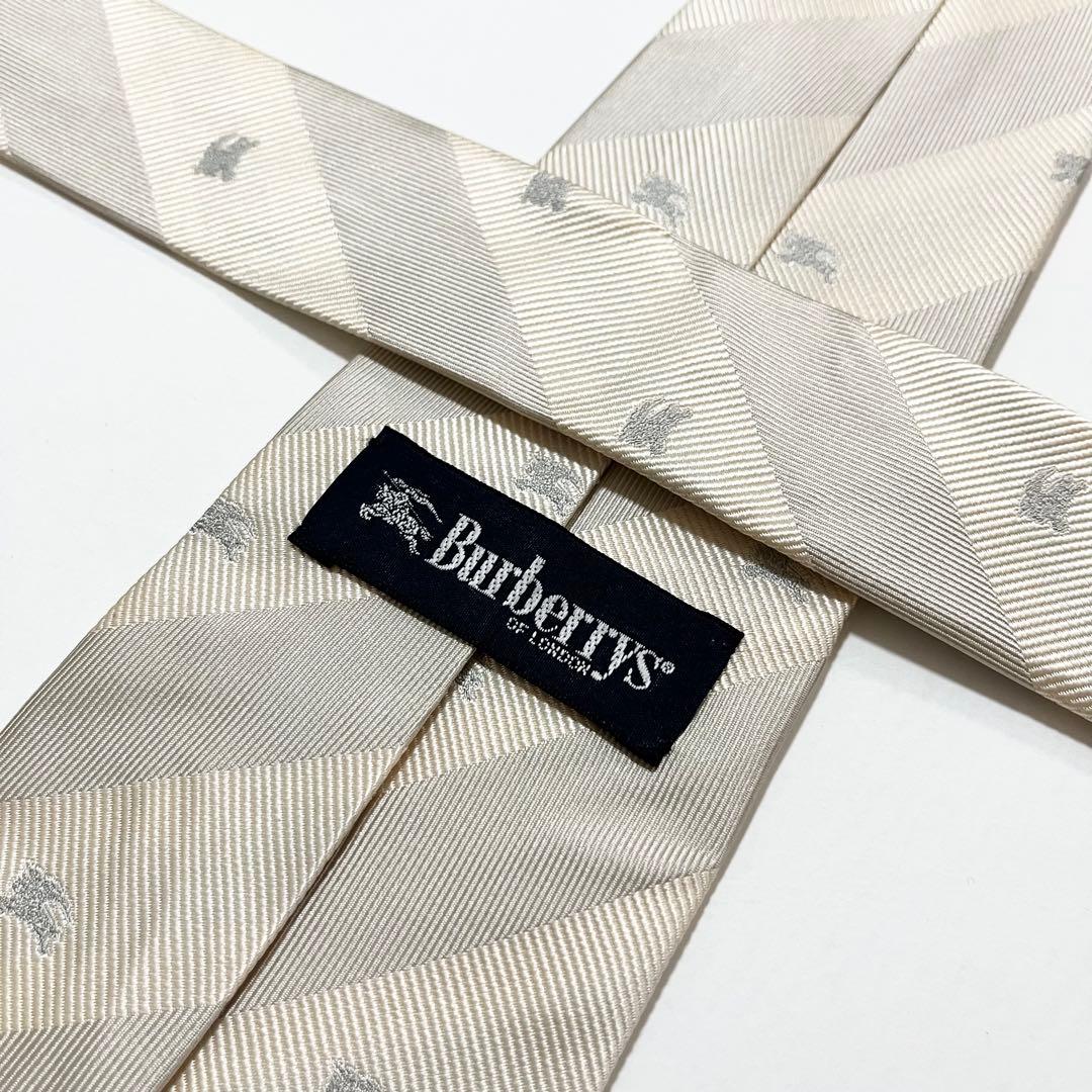 激レア★【美品】バーバリー ネクタイ ホースロゴ×ストライプ柄 シルク100%