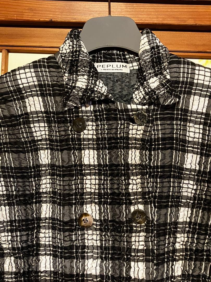 PEPLUM ヨシキヒシヌマ　黒白ギンガムチェックコート