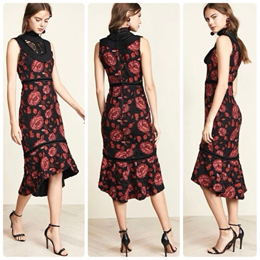 【美品/雑誌掲載】アリスアンドオリビア バラ刺繍 花柄 レース ロングワンピース