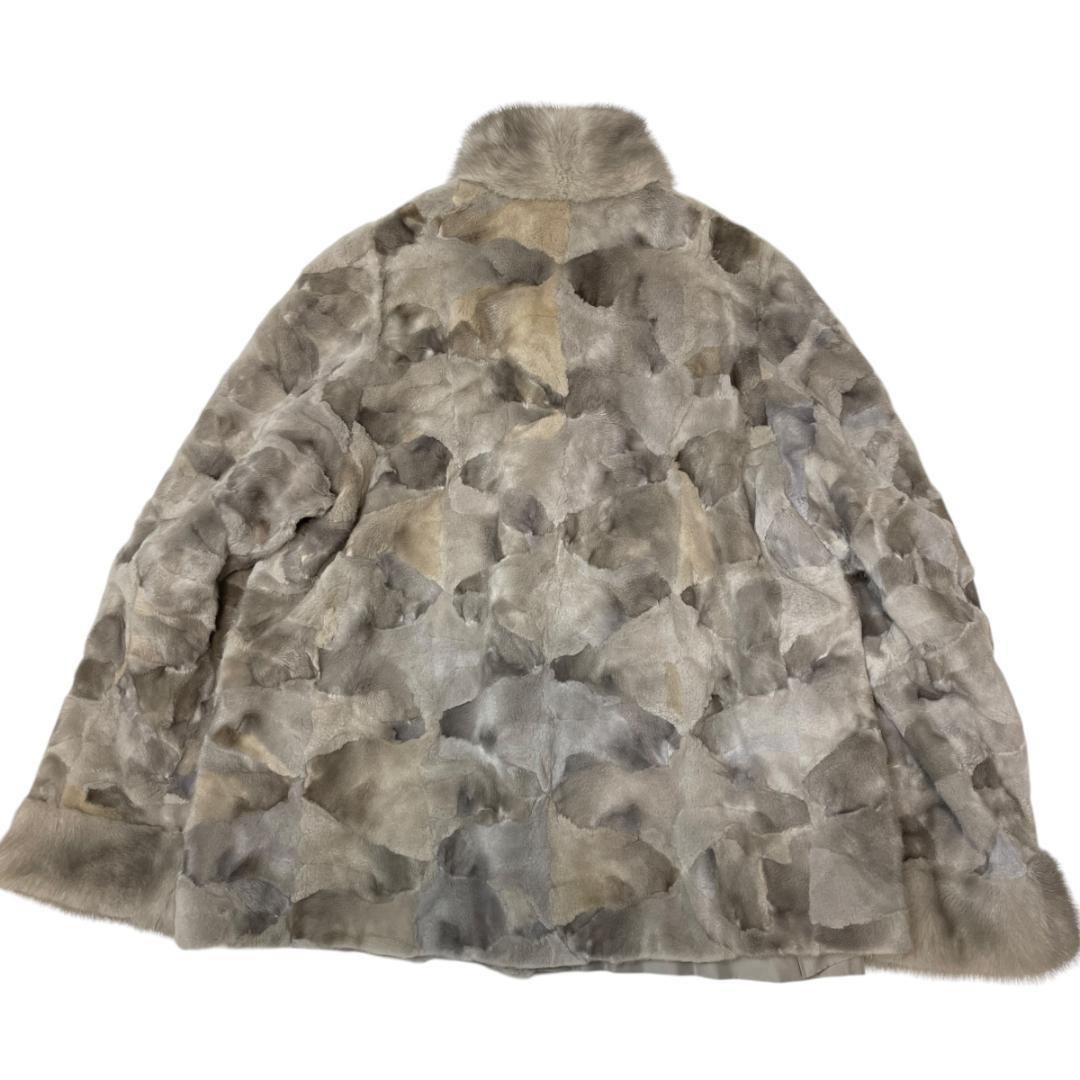 希少 サファイアミンク 2557 パッチワーク ファーコート 毛皮 シルバー