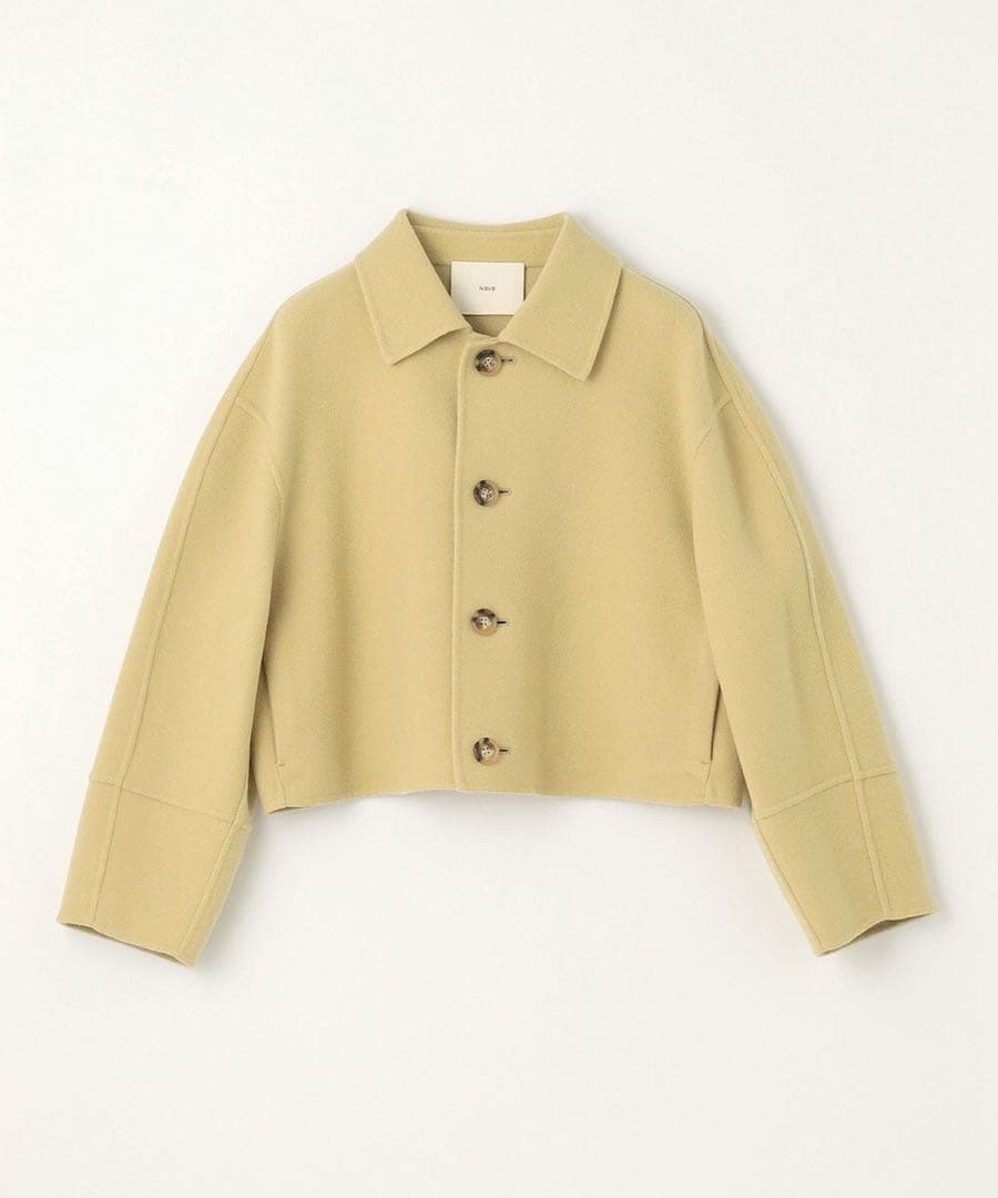 【美品】Naveメルトンリバー ステンカラークロップド コート イエロー 1