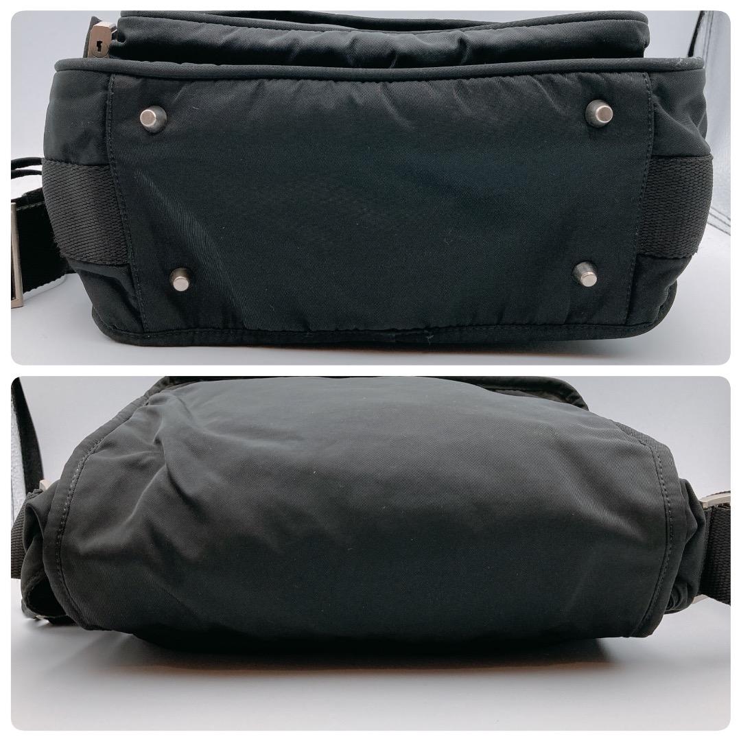 PRADA プラダ ショルダーバッグ フラップ ロゴ　ブラック カメラバッグ