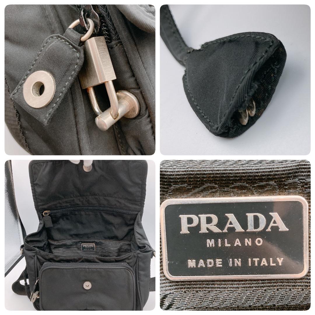 PRADA プラダ ショルダーバッグ フラップ ロゴ　ブラック カメラバッグ