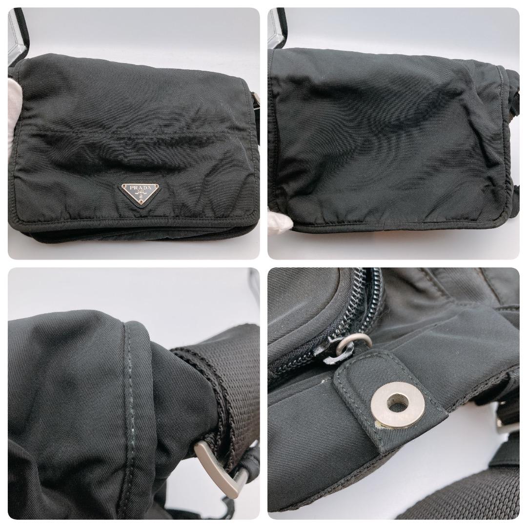 PRADA プラダ ショルダーバッグ フラップ ロゴ　ブラック カメラバッグ
