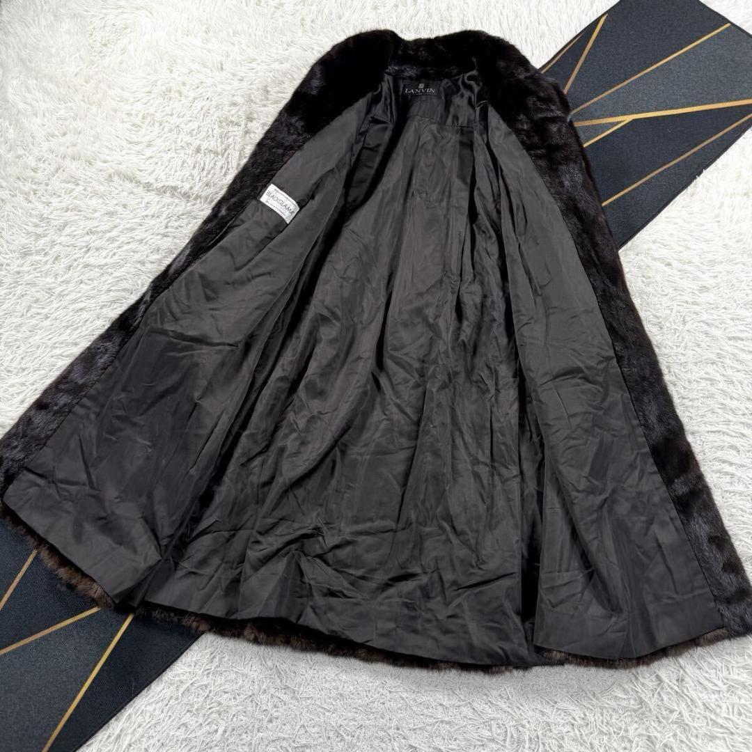 総丈112㎝ ランバン ブラックグラマ ミンク ファーコート XL相当 Aライン