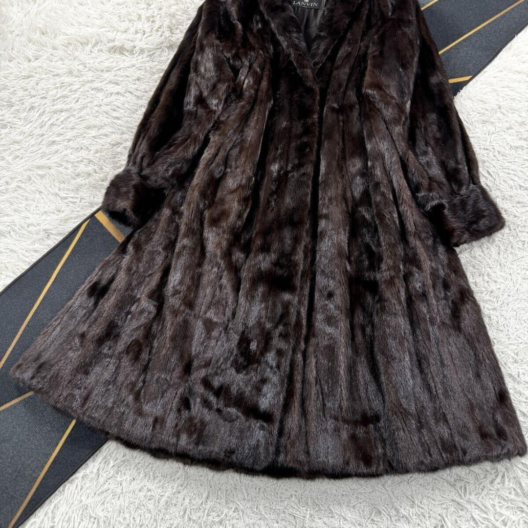 総丈112㎝ ランバン ブラックグラマ ミンク ファーコート XL相当 Aライン