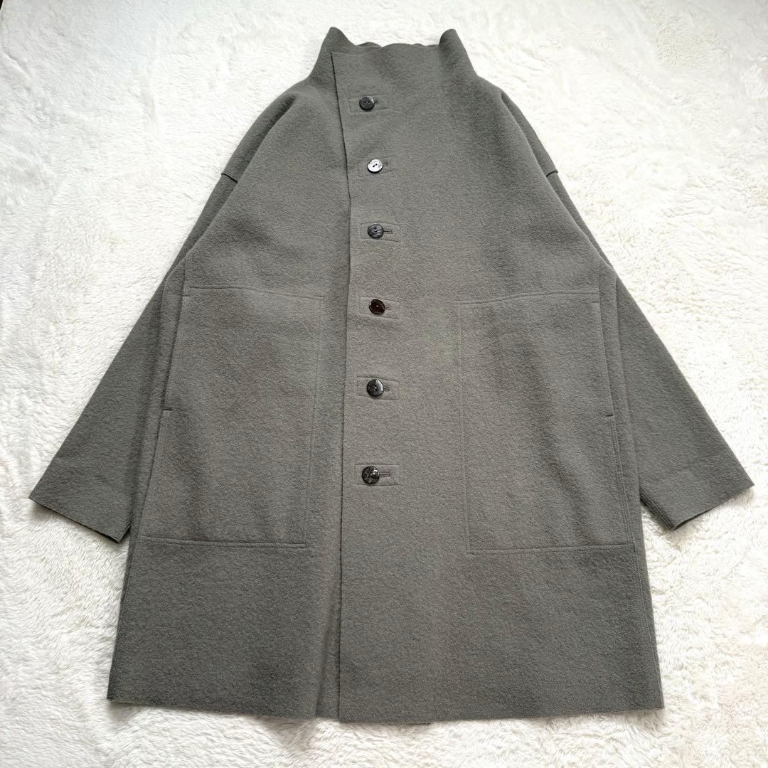 【美品】ヨーガンレール 縮絨ウールコート グレー フェルト地 メンズ可