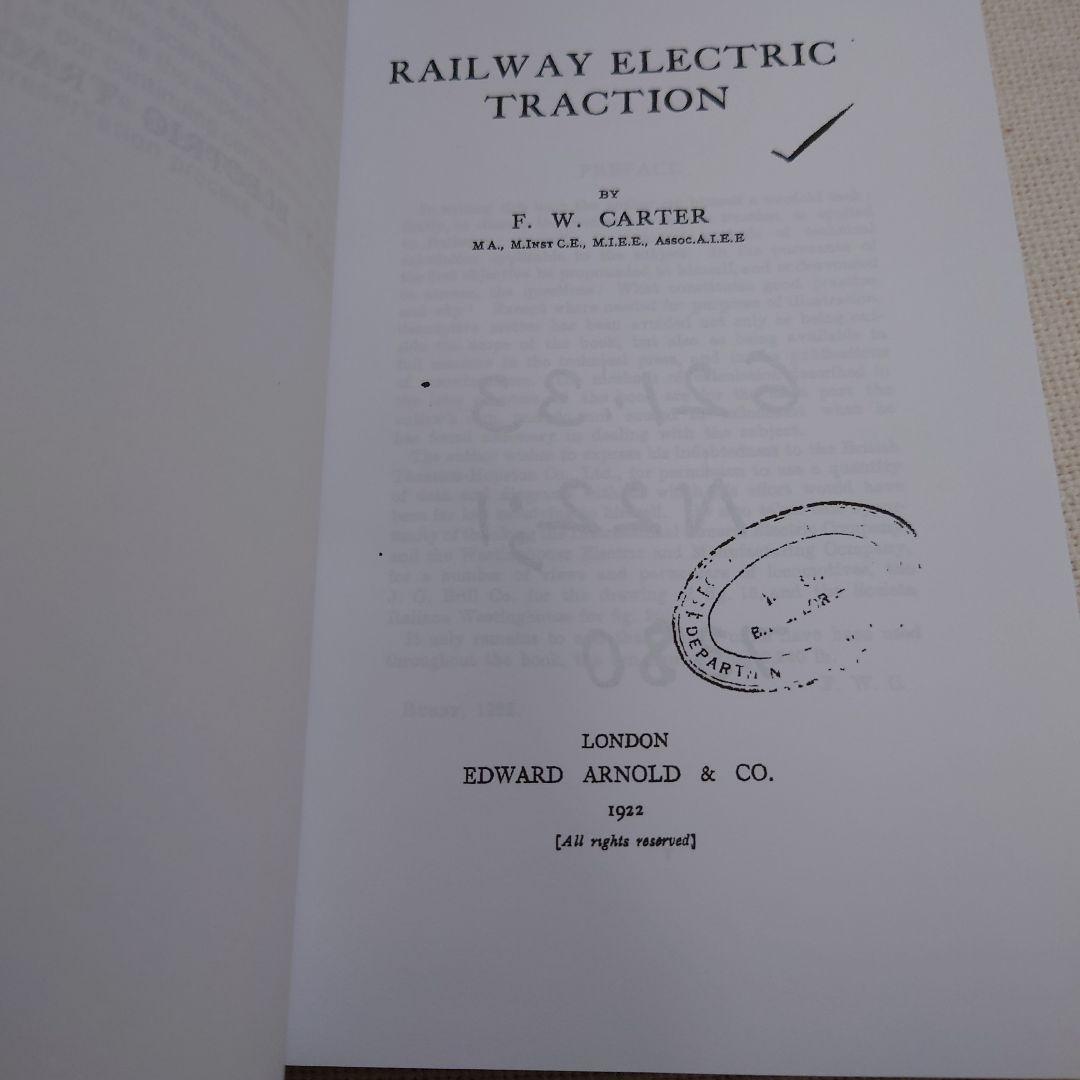 洋書 Railway Electric Traction by FW CARTER
