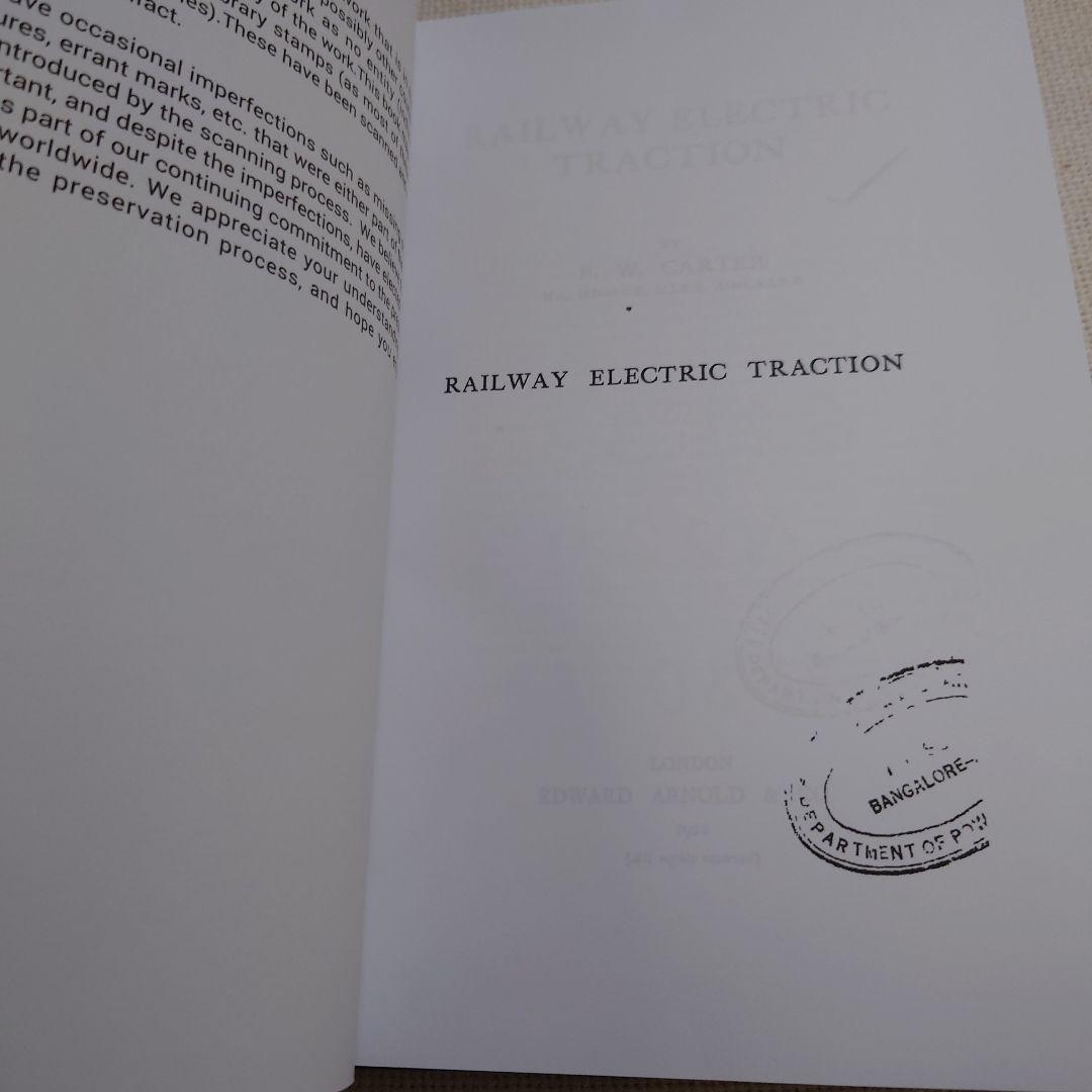 洋書 Railway Electric Traction by FW CARTER
