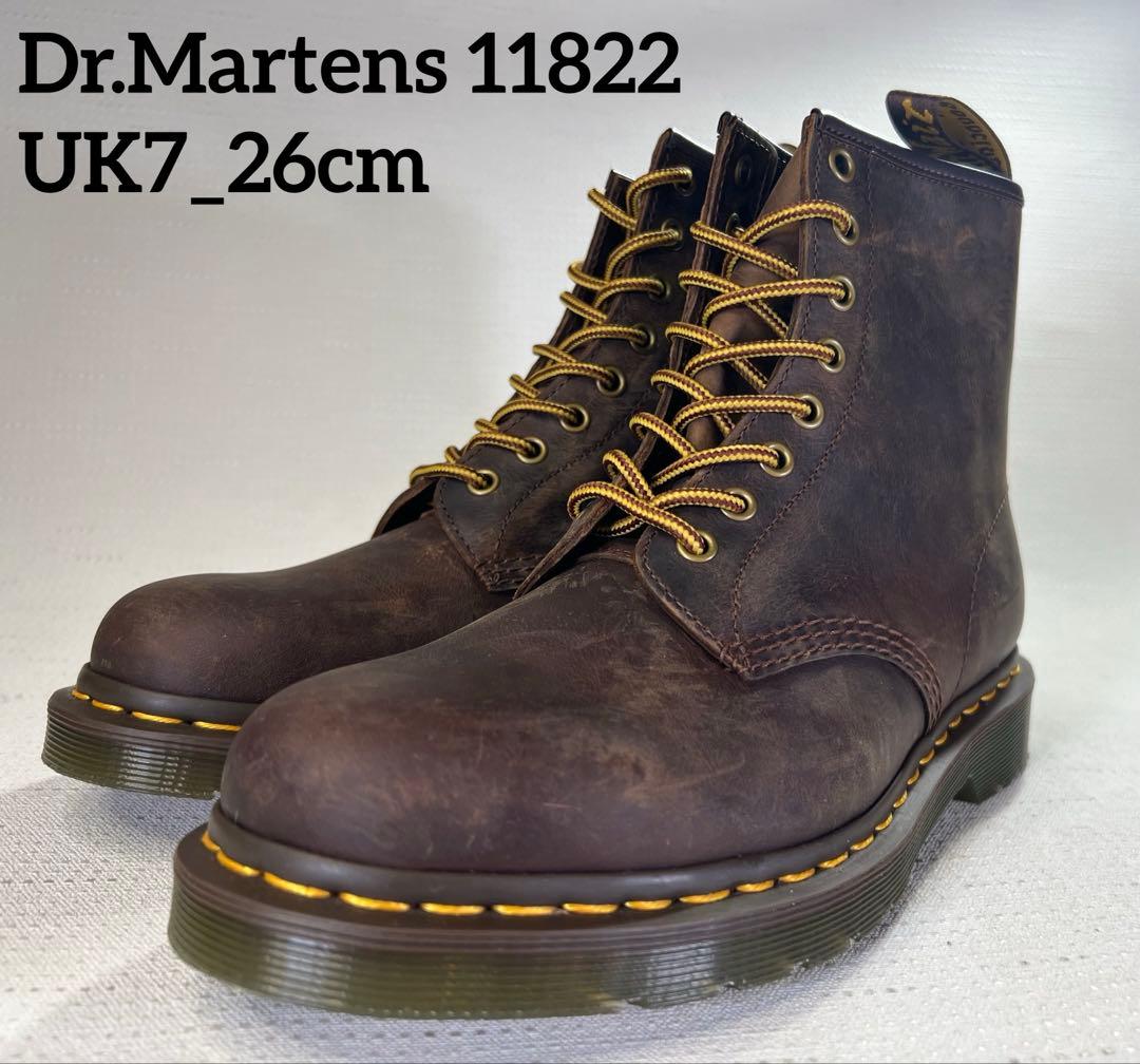 UK7_26cm Dr.Martens 8ホールブーツ 11822 ブラウン 茶