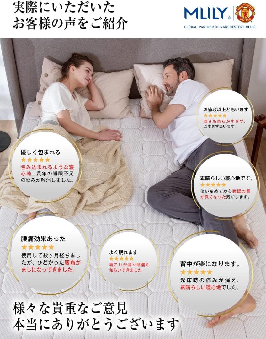 MLILY エムリリー マットレス トッパー 高反発＆低反発の二層式
