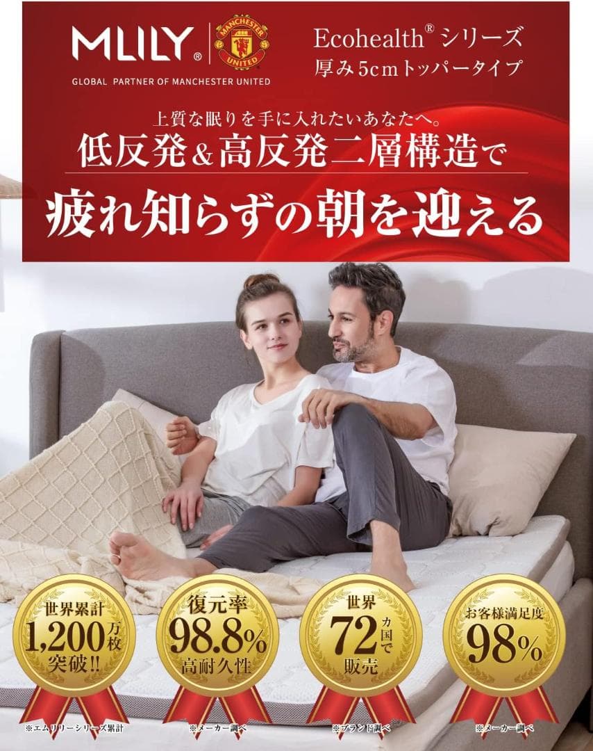 MLILY エムリリー マットレス トッパー 高反発＆低反発の二層式