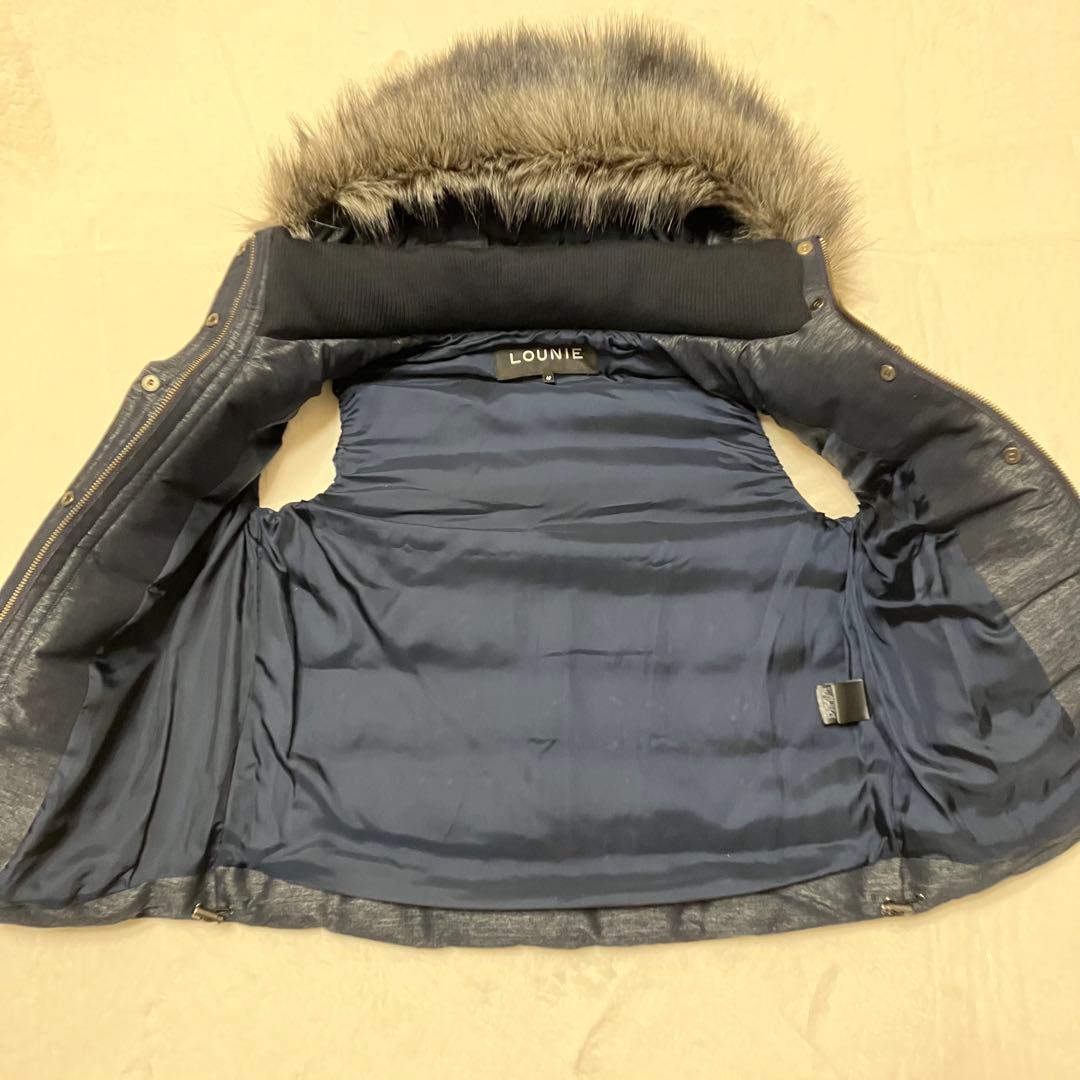 LOUNIE ダウンベスト ファー付 フード取外し可 40 ネイビー