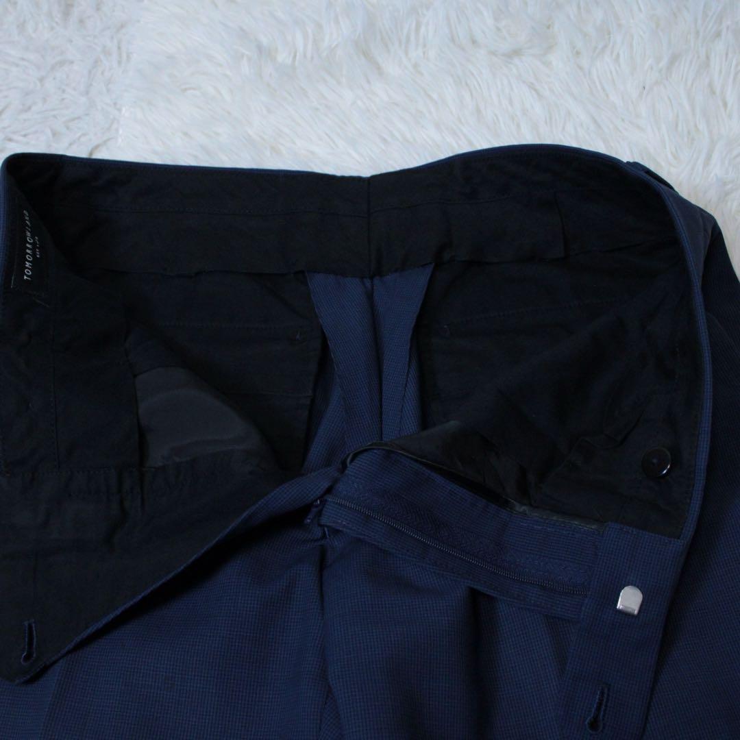 極美品 トゥモローランド DRAGO モヘア混 セットアップスーツ ブルー 48