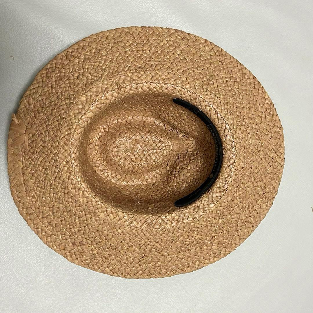 ヘレンカミンスキー 麦わら帽子 ハット 黒リボン 中折れ 中折れ リーフ金具