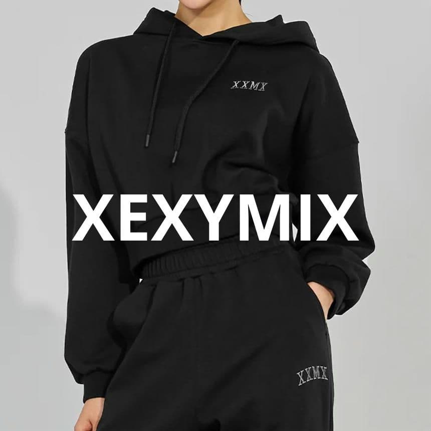 ​XEXYMIX ゼクシィミックス クロップド フーディー 裏起毛 ブラック