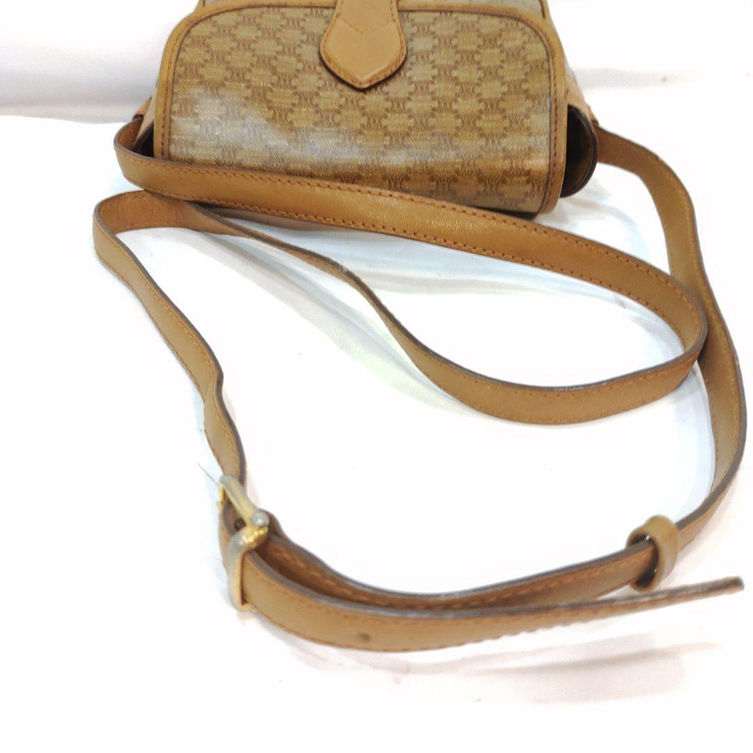 【美品】セリーヌ ショルダーバッグ レザー×PVC トリオンフ金具 マカダム柄