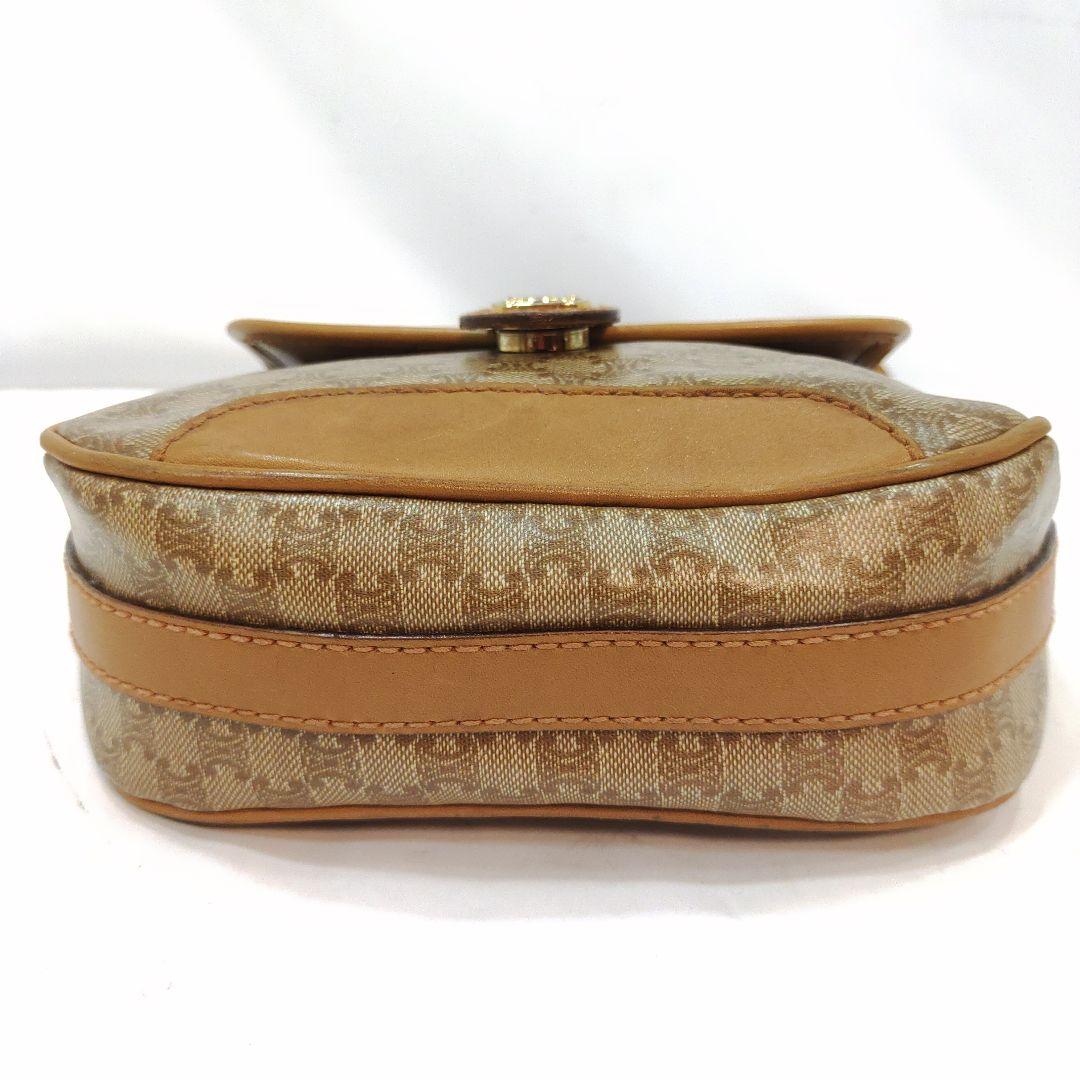 【美品】セリーヌ ショルダーバッグ レザー×PVC トリオンフ金具 マカダム柄