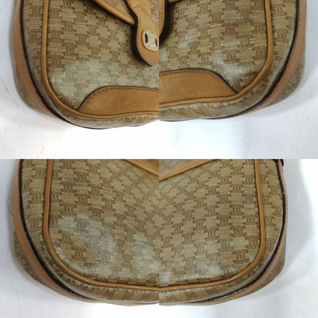 【美品】セリーヌ ショルダーバッグ レザー×PVC トリオンフ金具 マカダム柄