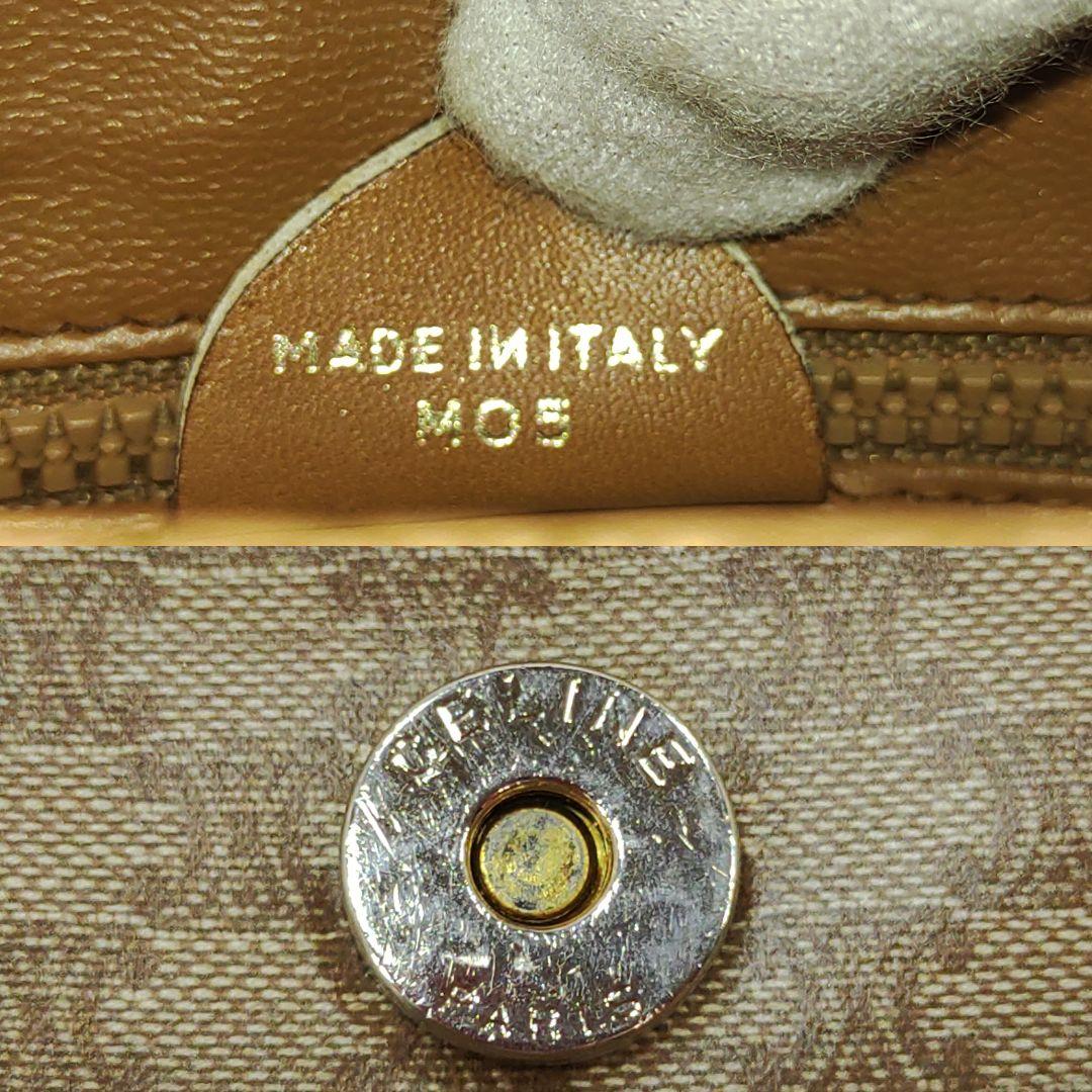 【美品】セリーヌ ショルダーバッグ レザー×PVC トリオンフ金具 マカダム柄