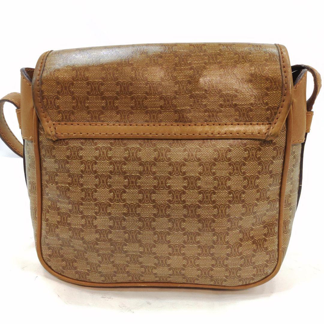 【美品】セリーヌ ショルダーバッグ レザー×PVC トリオンフ金具 マカダム柄