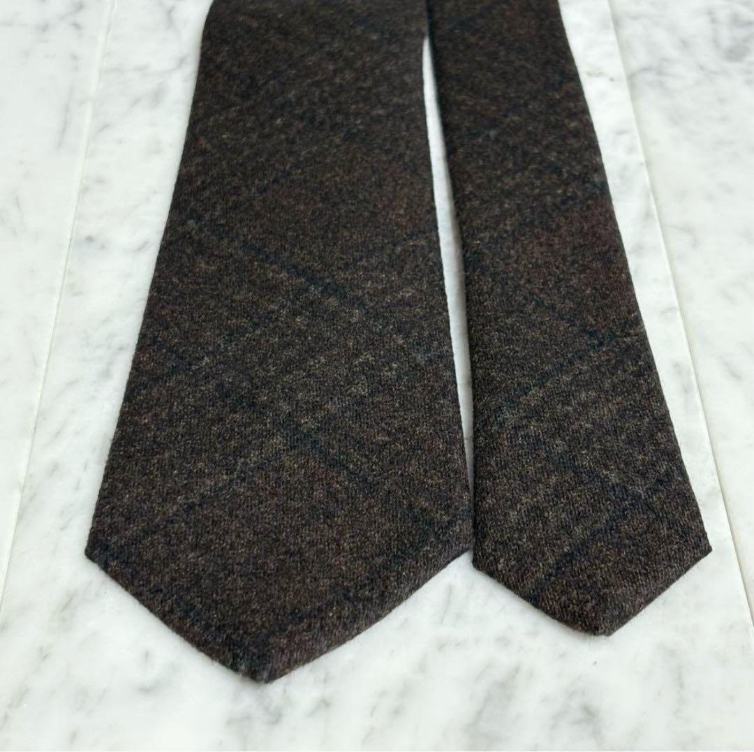 LUIGI BORRELLI ボレッリ ネクタイ ダークブラウン チェック柄