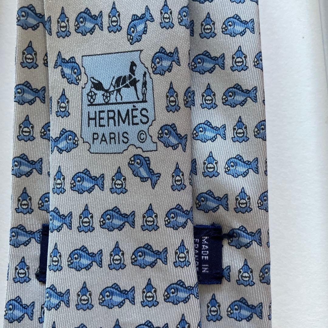 エルメス 魚柄　ネクタイ